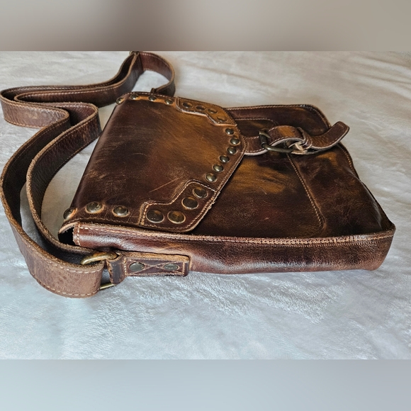 BED|STU RARE CROSSBODY LEATHER HANDBAG RUSTIC BROWN STUDDED SUMMERLAND LIKE NEW - Picture 9 of 16